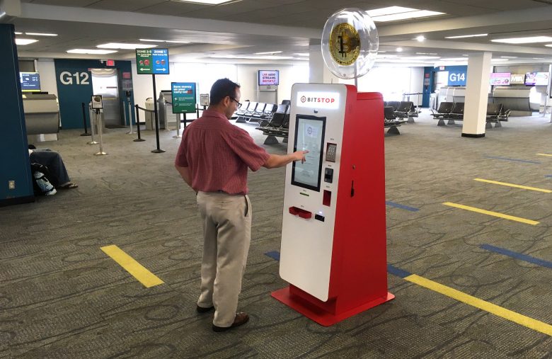 A Bitcoin ATM at Miami International Airport