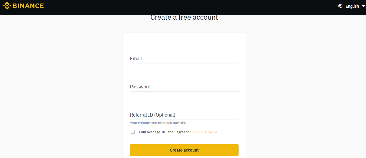 Open a free account on Binance