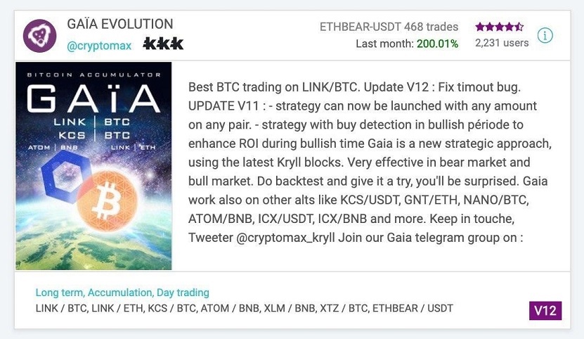 Gaia-evolution-trading-Binance-live