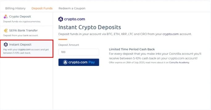 crypto payment on coinzilla