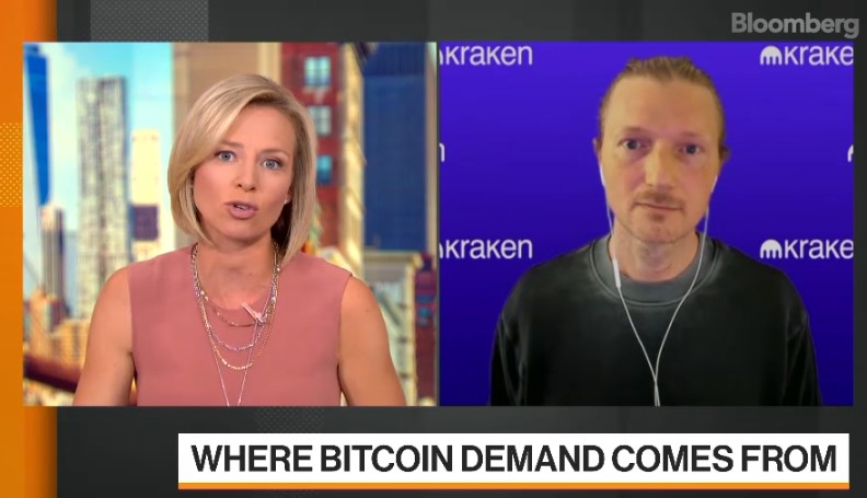 On Bloomberg, Kraken CEO confirms the growing number of institutional investors buying Bitcoin