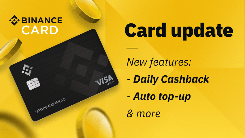 Binance Card adds daily cashback and automatic top-up