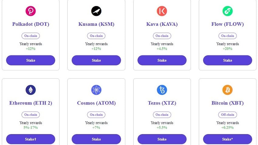 crypto staking on kraken DOT ETH FLOW BTC XTZ ATOM