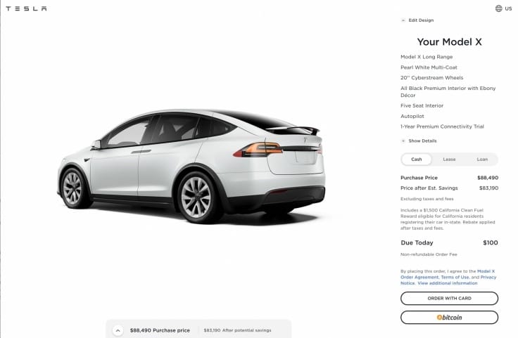 bitcoin payment tesla