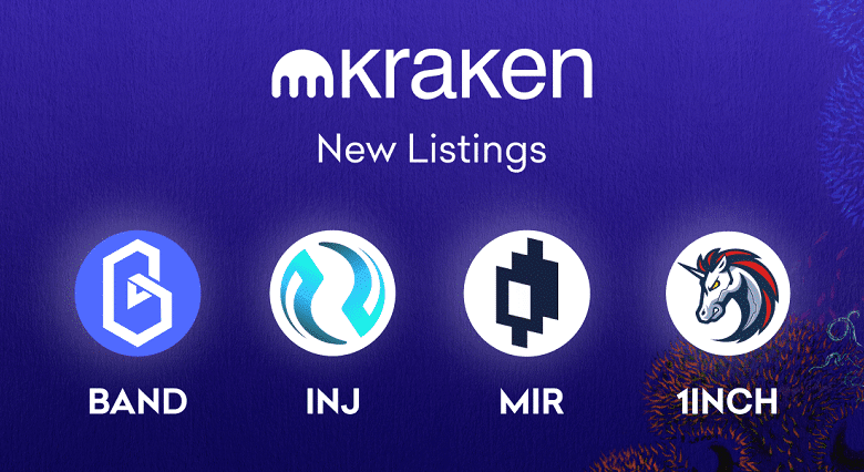 Kraken adds Band Protocol (BAND), Injective Protocol (INJ), Mirror Protocol (MIR) and 1inch Network (1INCH)